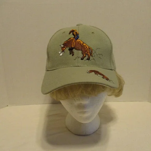 Santo Cap Rodeo Bull Cowgirl NEW Tan Brown Black Embroidered Vintage 1997 Hat - Picture 3 of 10